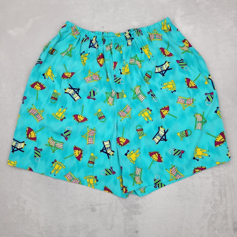 SG Sport Shorts Women 1X Vintage USA Beach Swim Sand Castle Lounge Tan Pool AOP‎ - Picture 6 of 11